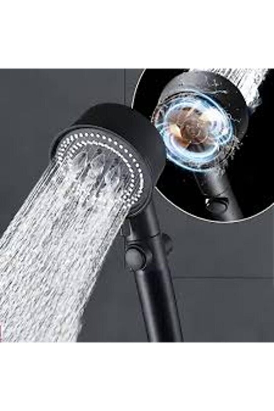 Fonksiyonlu Duş Başlığı - Turbo Fan Duş Başlığı - Siyah