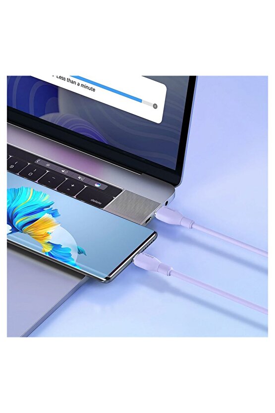 Pudding Hızlı Şarj Özellikli Type-c To Type-c 100w Kablo 1.2m. Mor