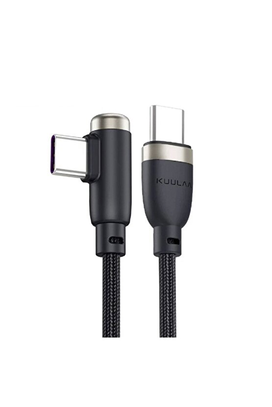 Kl-x41kl-x40 L- Tipi 90 Derece 60w 3a Hızlı Şarj Type-c Kablo 1 Metre Siyah