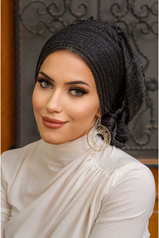 Siyah Büzgülü Abiye Şal