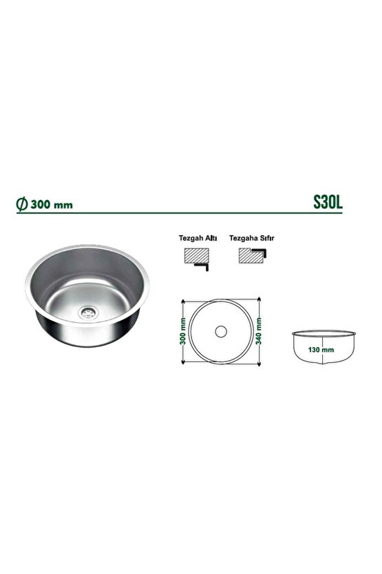 Paslanmaz Krom Evye 30x30 Karavan Eviye K-30 Eviye 235