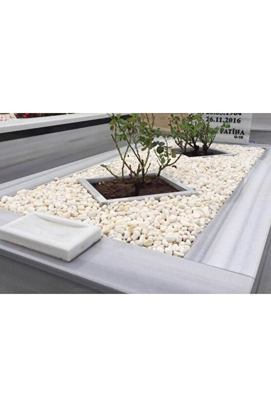 Mezar Taşı 5 Kg 1-2 Cm Beyaz Dolomit Taş Dere Çakıl Taşı Bahçe Süs Taşı Mezar Süsleme Taşı