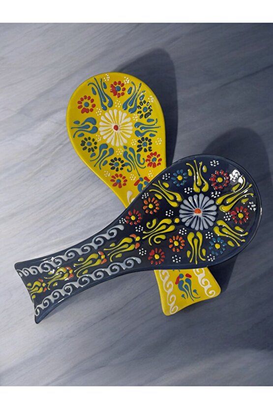 Dekoratif  Tasarım Kirli Kaşık Altlığı, Kaşıklık, Kepçe Altlığı, Çini  Seramik Tamamen El Yapımı