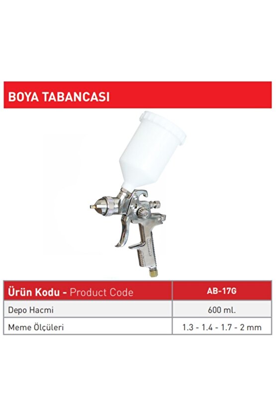 Ab 17g Üstten Depolu Boya Tabancası 1.4mm