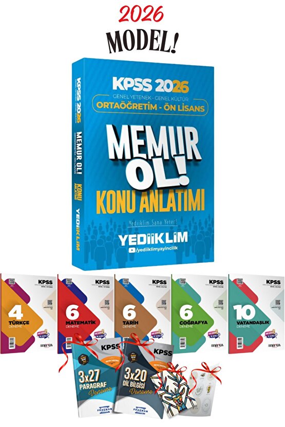 2026 Önlisans-Ortaöğretim KPSS Yediiklim Memur Ol Tek Kitap Konu Anlatımı ve Branş Denemeleri Seti