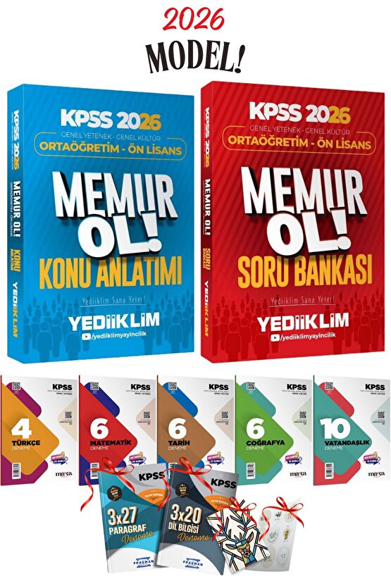 2026 Önlisans-Ortaöğretim KPSS Yediiklim Memur Ol Tek Kitap Konu Anlatımı ve Soru Bankası Seti