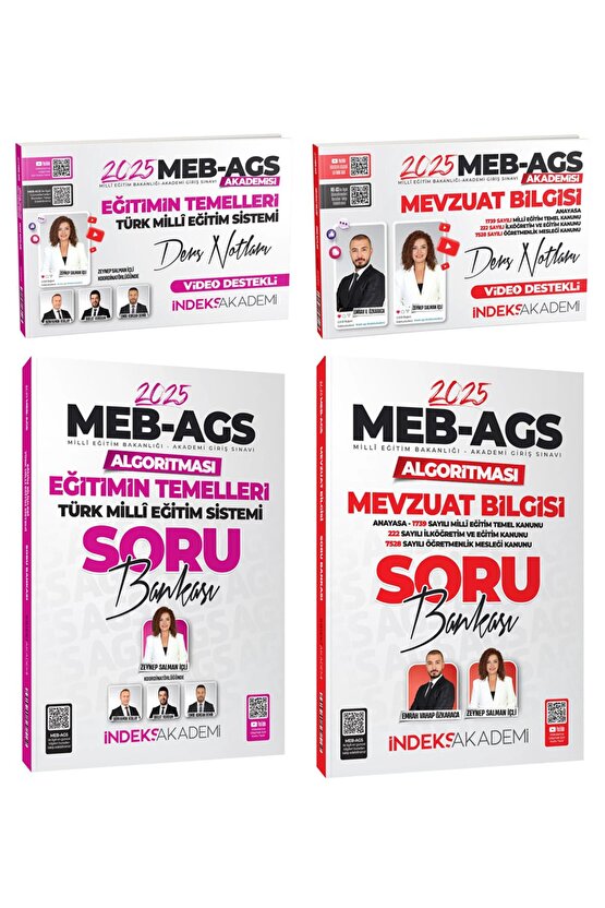 İndeks Akademi 2025 MEB-AGS Akademisi Eğitimin Temelleri + Mevzuat Bilgisi Ders Notları + Soru Banka