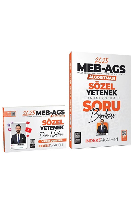 İndeks Akademi 2025 Meb-ags Akademisi Sözel Yetenek Ders Notları Soru Bankası 2 Li Set - Berk Ekic