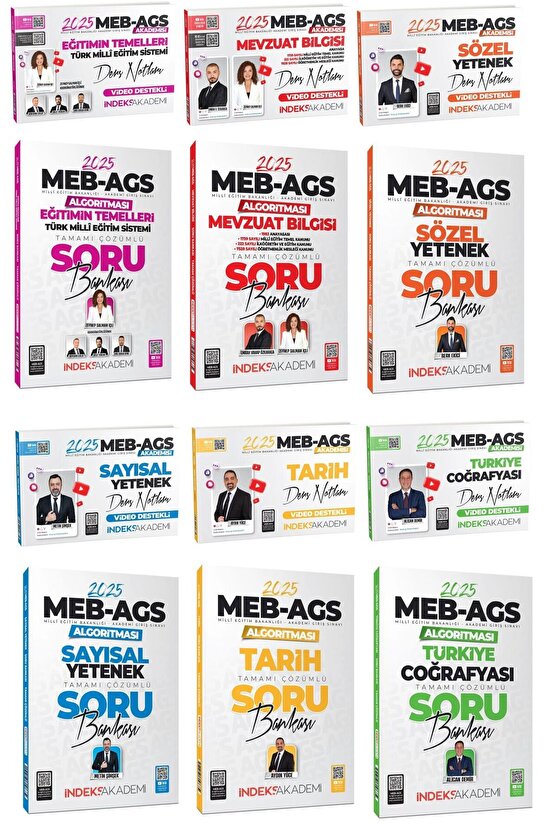 İndeks Akademi 2025 Meb-ags Akademisi Tüm Dersler Ders Notları Soru Bankası 12 Li Set Indeks Akade