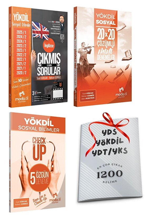 Yökdil Sosyal Çıkmış Sorular - Sosyal 20x20 Deneme + 5 Deneme - En Çok Çıkan 1200 Kelime Hediyeli