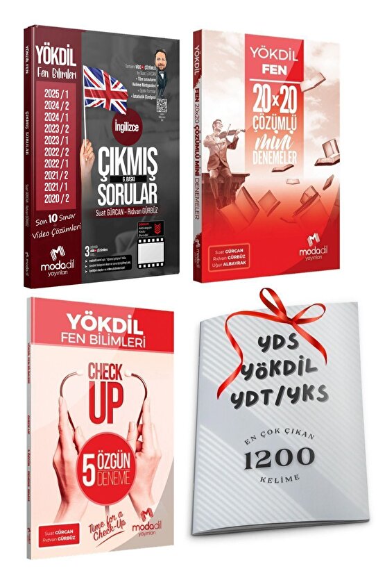 Yökdil Fen Çıkmış Sorular - Yökdil Fen 20x20 Deneme + 5 Deneme - En Çok Çıkan 1200 Kelime Hediyeli
