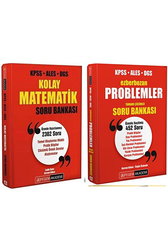 KPSS ALES DGS KOLAY MATEMATİK SORU BANKASI - EZBERBOZAN PROBLEMLER TAMAMI ÇÖZÜMLÜ SORU BANKASI