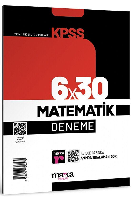 MARKA YAYINLARI KPSS YENİ NESİL SORULAR 6X30 TAMAMI VİDEO ÇÖZÜMLÜ MATEMATİK DENEME
