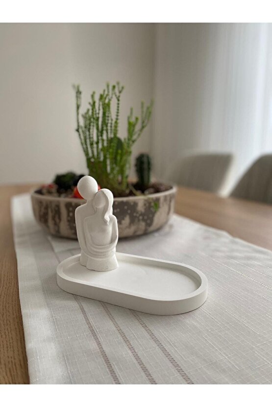 Dekoratif Biblo Sarılan Çift Ve Sunum Tabağı 2li Set