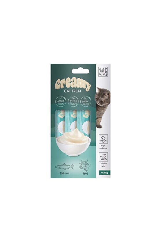 Creamy Somon Balıklı Biftekli Kedi Ödülü 4x15gr