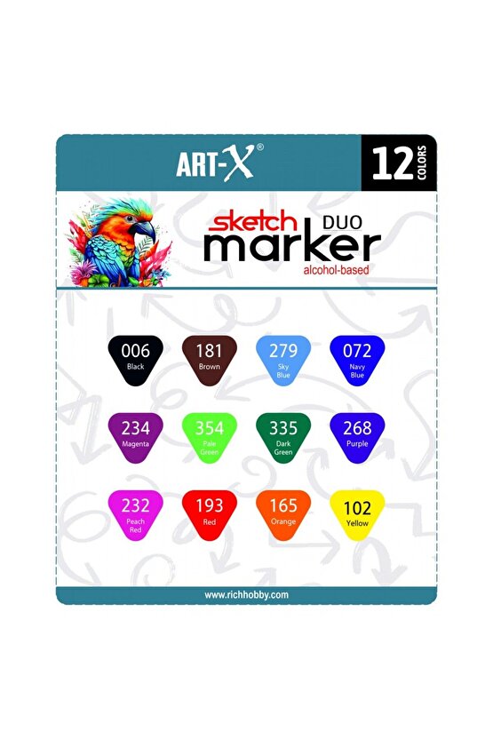 Art-x Sketch Marker Çift Taraflı Kalem Seti 12li