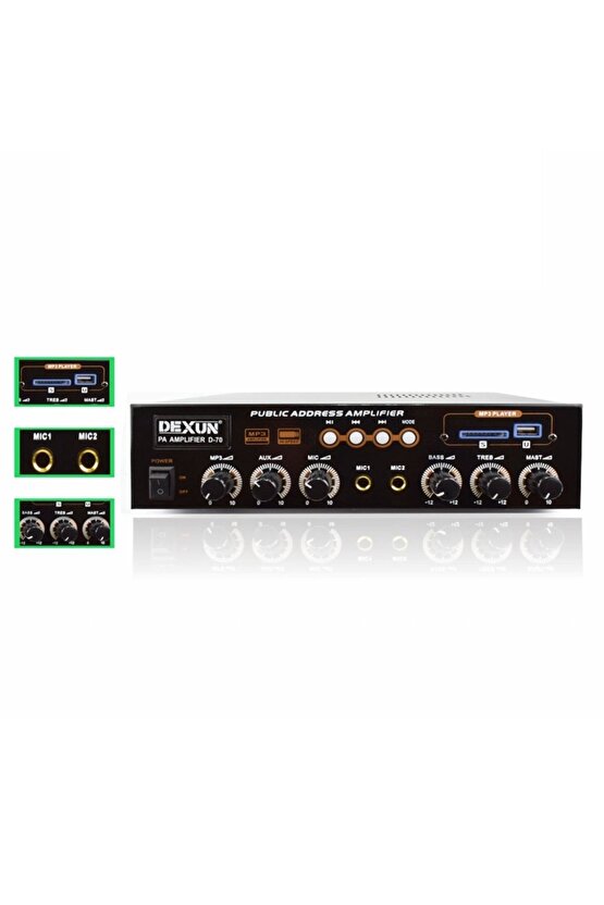 Dexun D-70 60 Watt 100v-70v -4-16 Ohm Usbli Mini Hat Trafolu Anfi