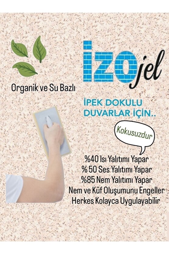 Organik Ipek Sıva - Dekoratif Yalıtım Sıvası - Ses & Isı & Nem Yalıtımı - Izo-054 - 4 M2
