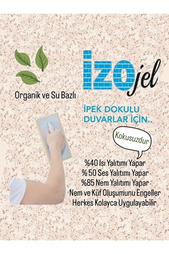 Organik Ipek Sıva - Dekoratif Yalıtım Sıvası - Ses & Isı & Nem Yalıtımı - Izo-054 - 4 M2