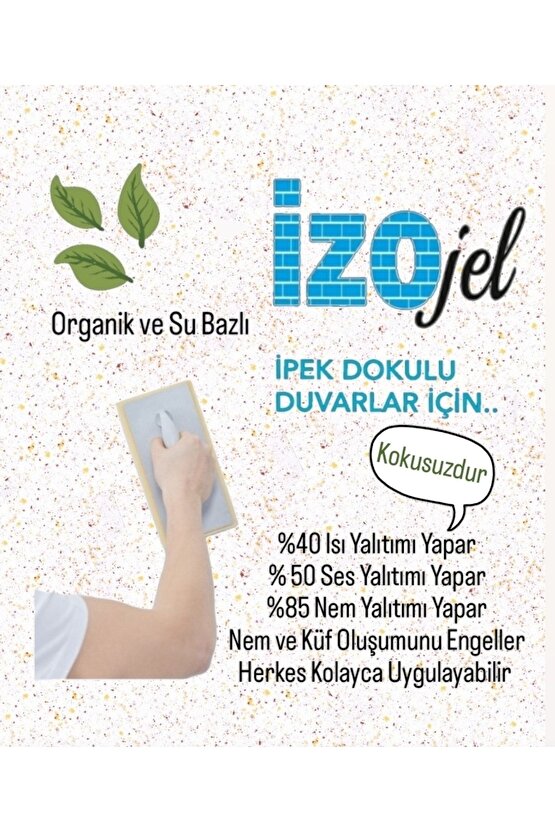 Organik Ipek Sıva - Dekoratif Yalıtım Sıvası - Ses & Isı & Nem Yalıtımı - Izo-050 - 4 M2