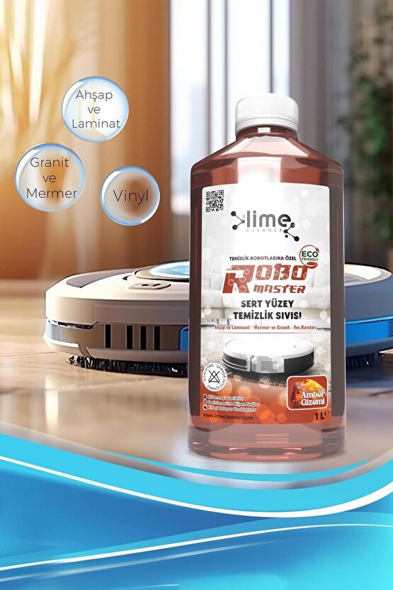 Robo Master Akıllı Robot Süpürge Suyu, Mop Suyu Yüzey Temizleyici Robot Deterjanı (Amber Gizemi) 1 L