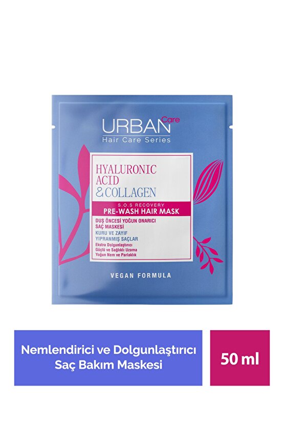Hyaluronik Asit & Kolajen Kuru ve Cansız Saçlara Özel Duş Öncesi Saç Bakım Maskesi 2x50ml-vegan