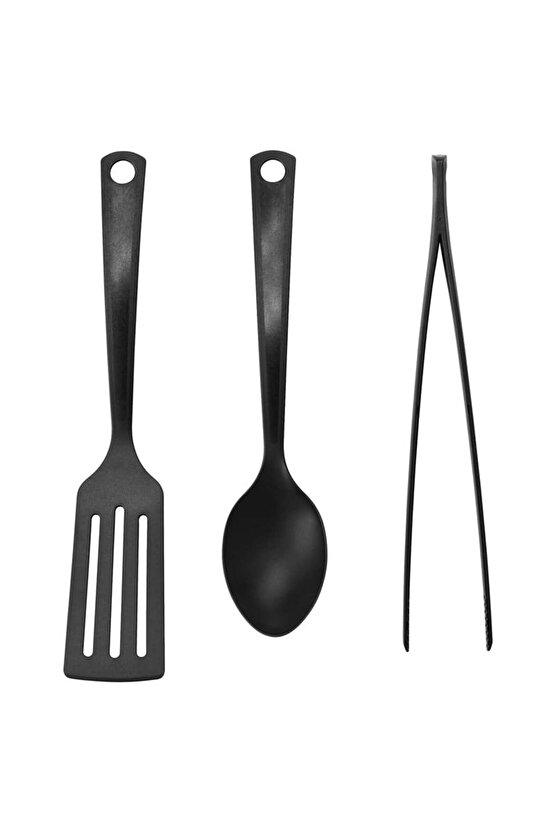 Gnarp Maşa_kaşık_spatula Seti, 3lü Siyah Mutfak Seti