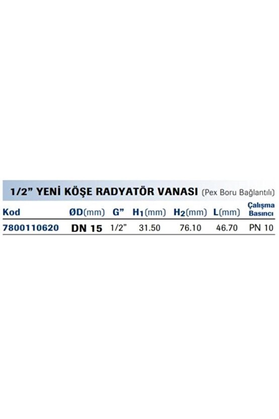 12 PEX Bağlantılı Yeni Tip Radyatör Vanası, PEX Bağlantılı Yeni Tip Petek Vanası
