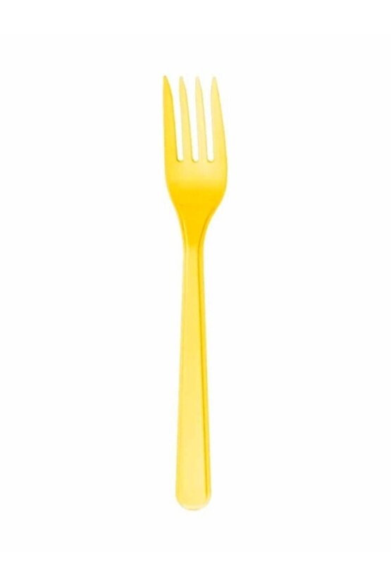 Renk Sarı Plastik Çatal Kullan At 25 Adet