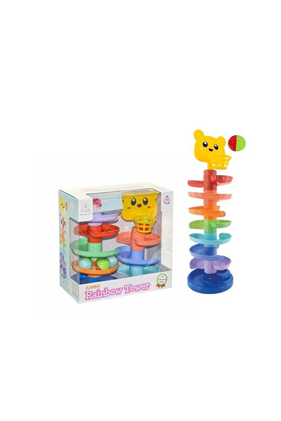 DODBY Jumbo Gökkuşağı Kule - Dönen Kule - Şekilli Dönebilen Kule - İlk Oyuncaklar - Bebek Oyuncaklar