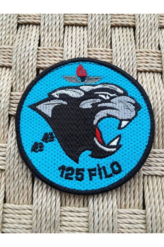 Mavi Zemin Nakış Işlemeli 125 Filo Patch Peç Arma