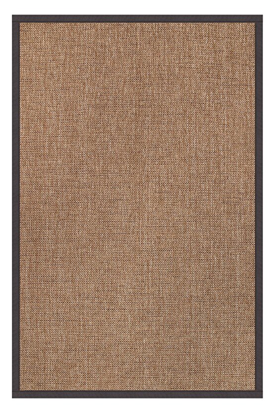 0604-Antrasit Kumaş Bordür Sisal Halı Kilim Hav Toz Vermez Kolay Temizlenen Hasır Kilim