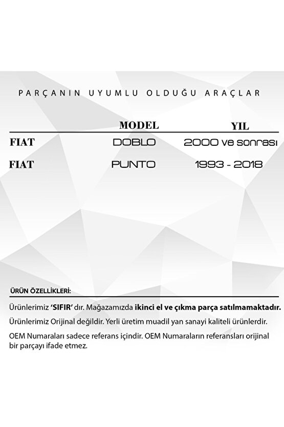 Fiat Doblo, Punto Için Kaput Tel Tutucu Klipsi