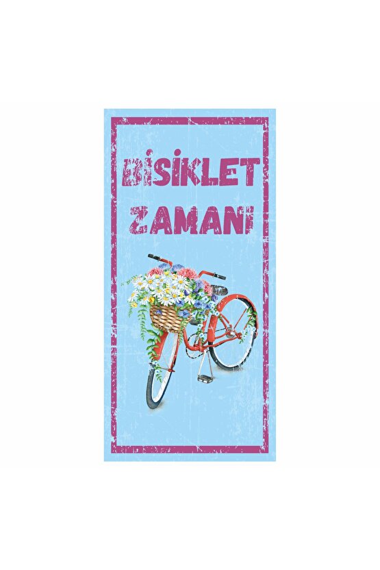bisiklet zamanı vintage bisiklet çiçekler ev dekorasyon tablo mini retro ahşap poster
