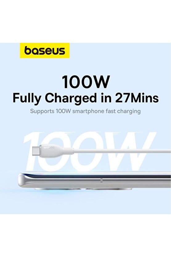 Pudding Serisi Hızlı Şarj Özellikli Type-c To Type-c 100w, 1,2m Beyaz