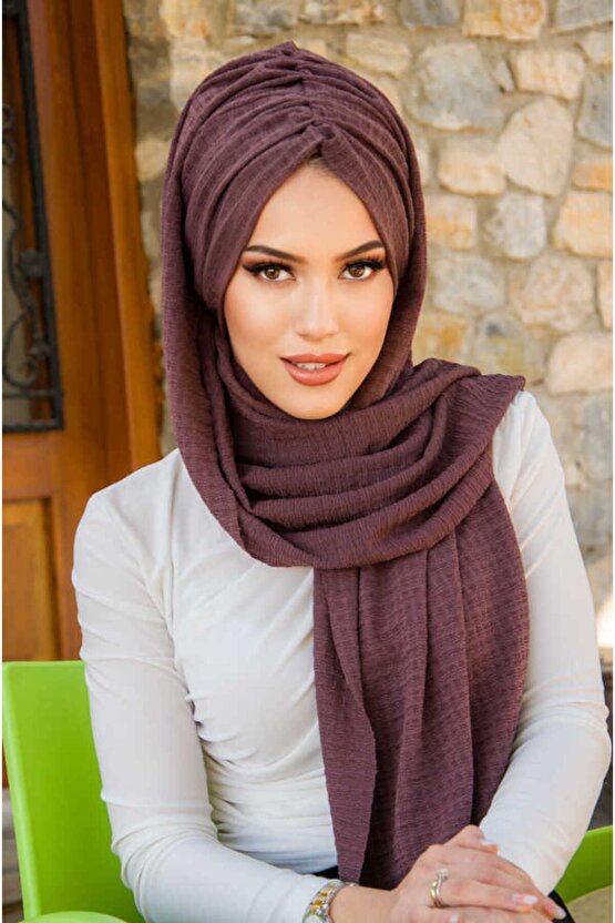 Gülkurusu Kelebek Model Büzgülü Bone Şal