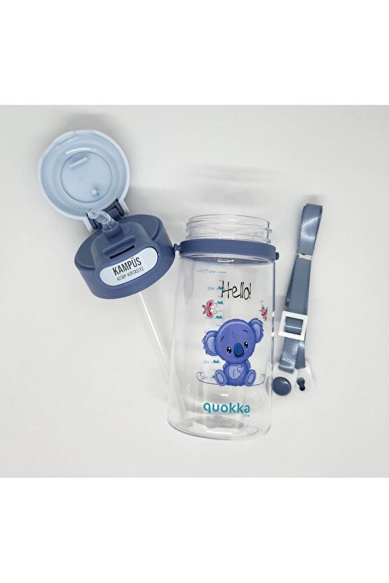 Quokka 450ml Mavi Pipetli Askılı Matara