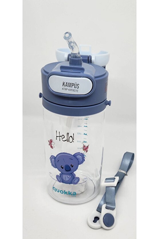 Quokka 450ml Mavi Pipetli Askılı Matara