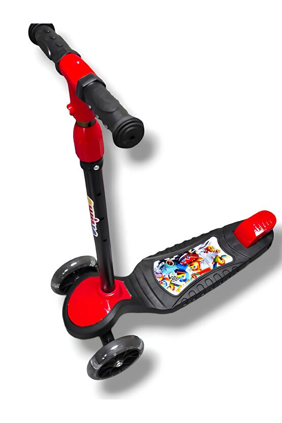 3 Tekerlekli Işıklı Çocuk Scooter Swing - 3 Kademeli Yükseklik Ayarı