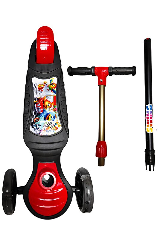 3 Tekerlekli Işıklı Çocuk Scooter Swing - 3 Kademeli Yükseklik Ayarı