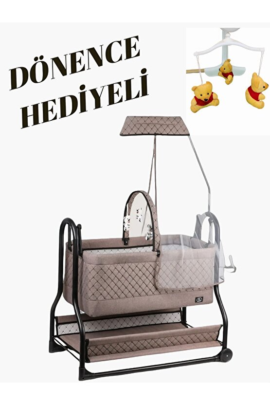 Dönenceli Npratik Lüx Bebek Beşiği Nenni Silinebilir Portatif Sallanır Sepet Beşik Hamak Beşik