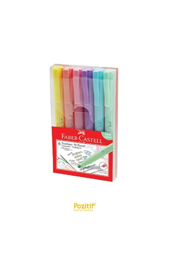Çok Renkli Faber-castell Fosforlu Kalem 38 Pastel 6lı Poşet*2024
