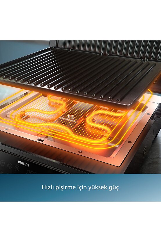 7000 Serisi Izgara ve Tost Makinesi, Hassas Dijital Kontrol, Izgara için Tam Açılır, HD630770