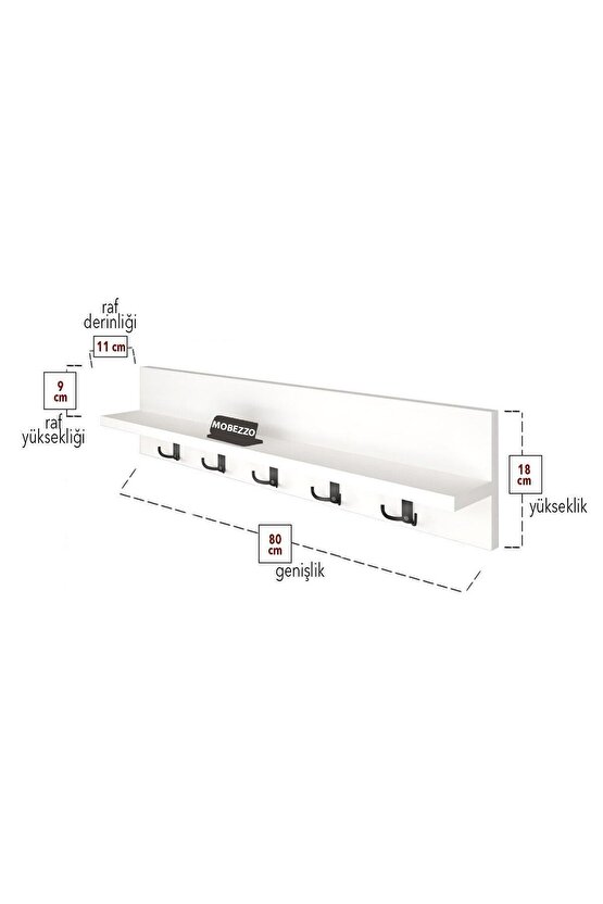 Ahşap Raflı Portmanto Duvar Askılığı Elbise Askılığı 70 Cm