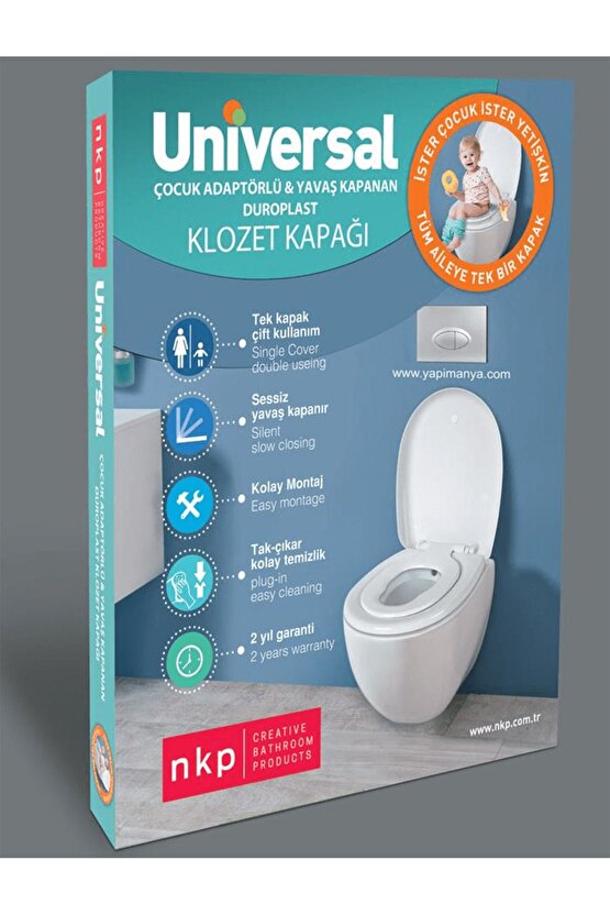 Nkp Üniversal Çocuk Adaptörlü Yavaş Kapanır Klozet Kapağı