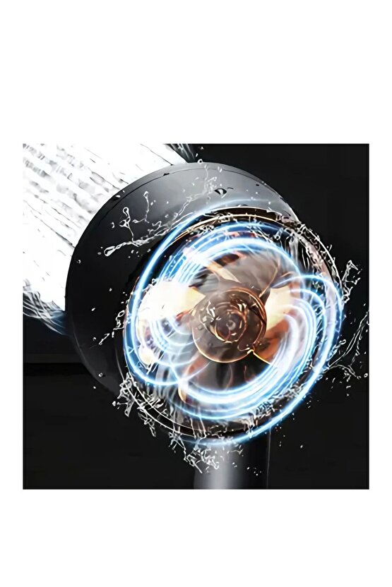 5 Fonksiyonlu Duş Başlığı - Turbo Fan Duş Başlığı - Siyah Yeni Model 542167