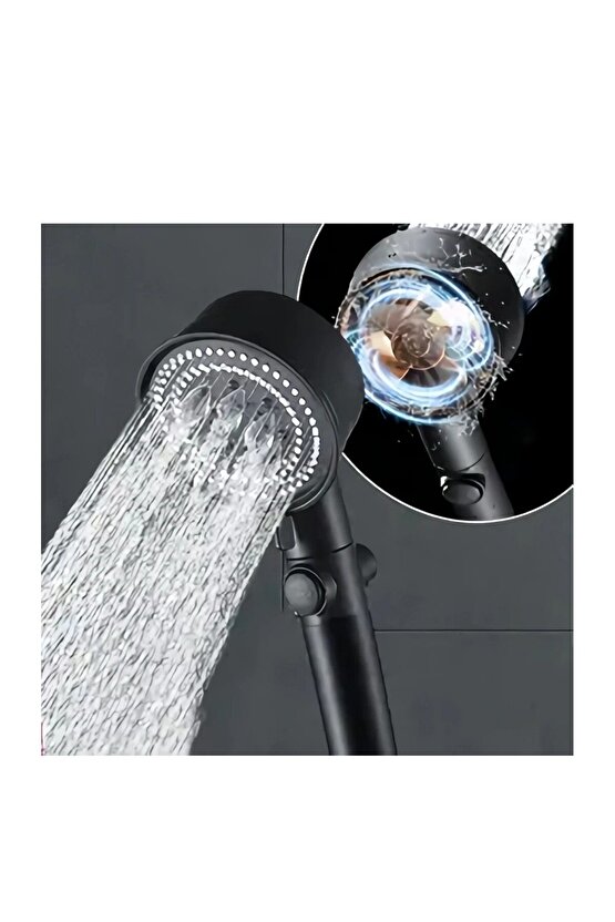 5 Fonksiyonlu Duş Başlığı - Turbo Fan Duş Başlığı - Siyah Yeni Model 542167