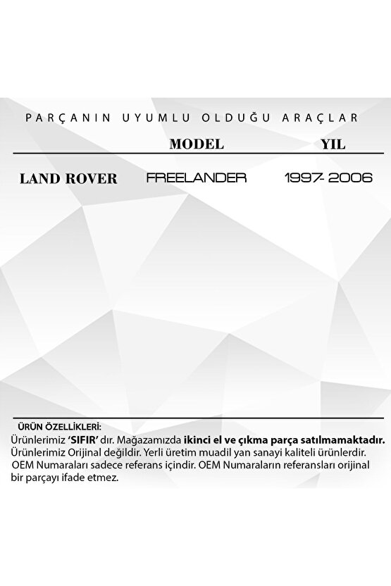 Land Rover Freelander 1 Uyumlu Ön Sağ Kapı Cam Tamir Takımı