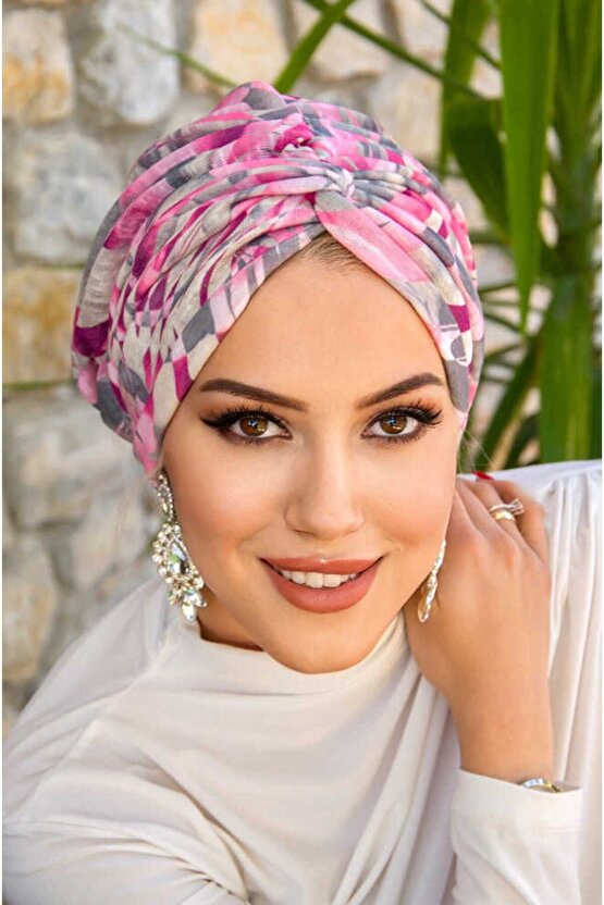 Pembe Gri Desenli Burgu Bone