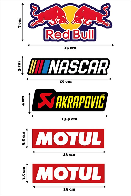 Redbull Motul Akrapovic Nascar Sticker Set Su Geçirmez Yüksek Çözünürlüklü Araba Motorsiklet Sticker